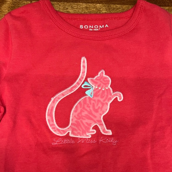 NWT Girl’s XS 4 Hot Pink shirt; Long sleeve girl’s shirt size 4; Cat Kitty Shirt - Picture 2 of 7